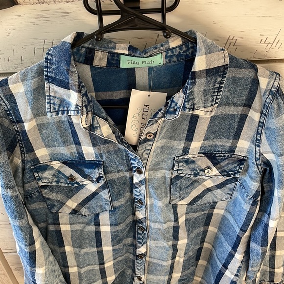 Jean Plaid Button Down - Picture 3 of 6
